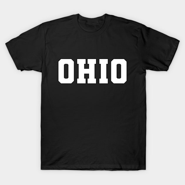 'OHIO' white varsity text T-Shirt by keeplooping